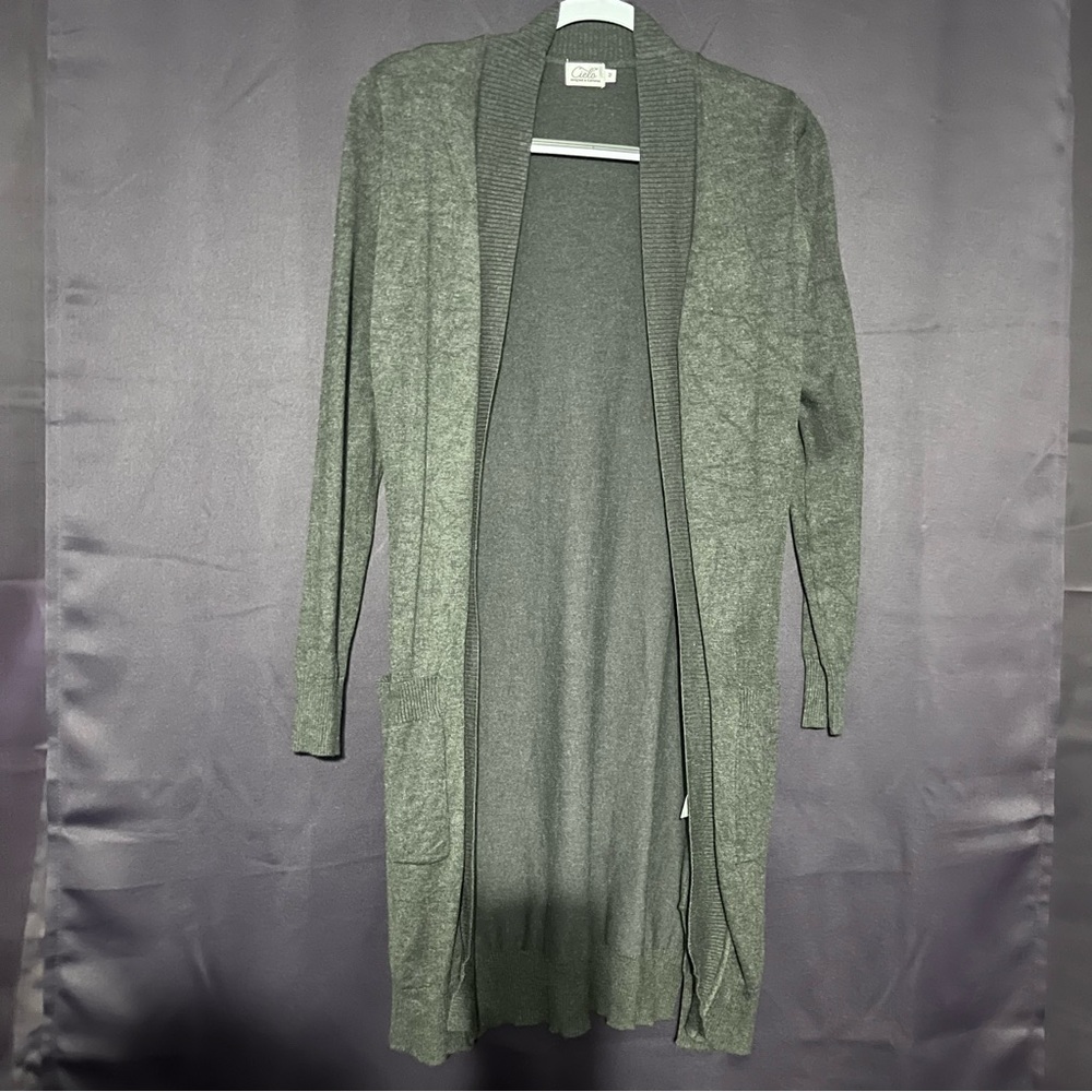 Cielo long charcoal pocket sweater cardigan Sz M